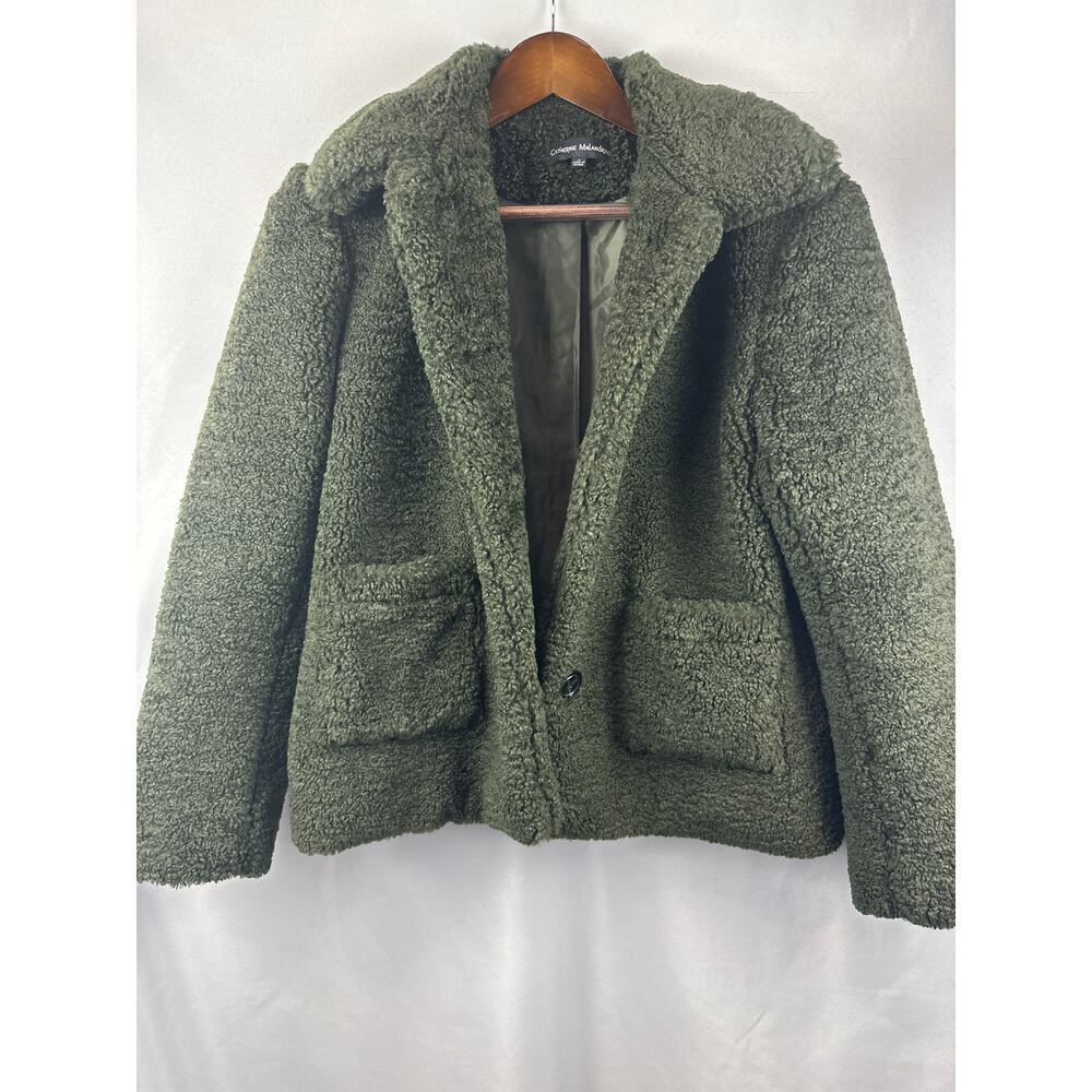 Women’s Catherine Malandrino Dark Green Faux Fur Coat Size Small